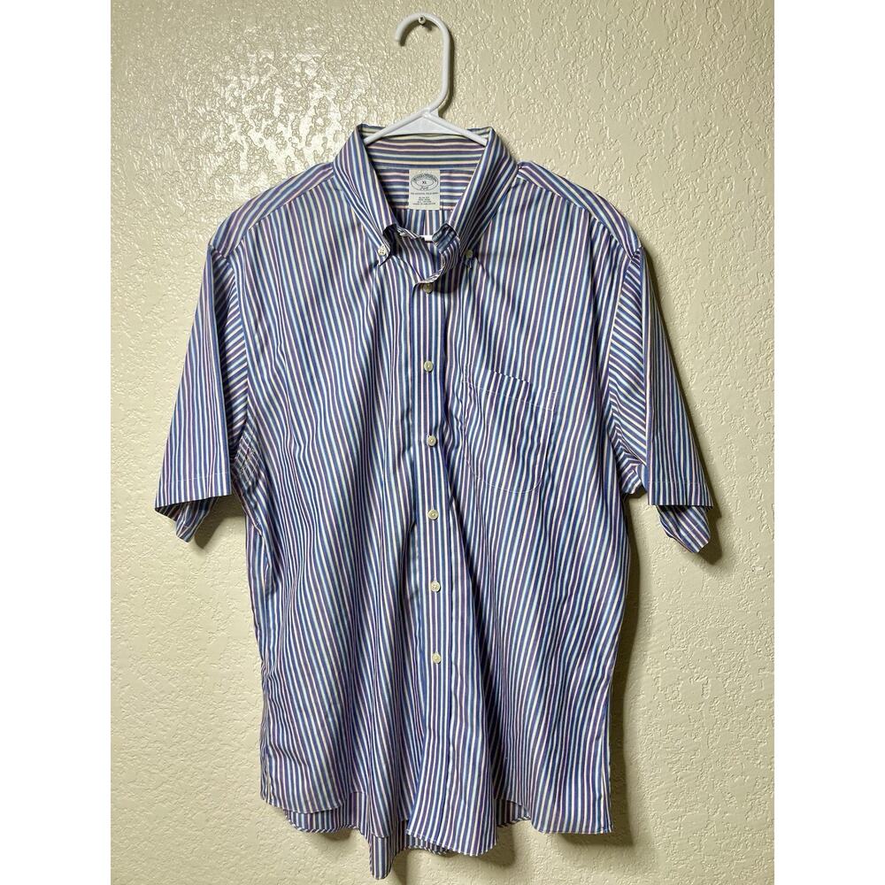 Brooks Brothers Dress Shirt Mens XL Slim Fit Striped Button Down Cotton Non Iron